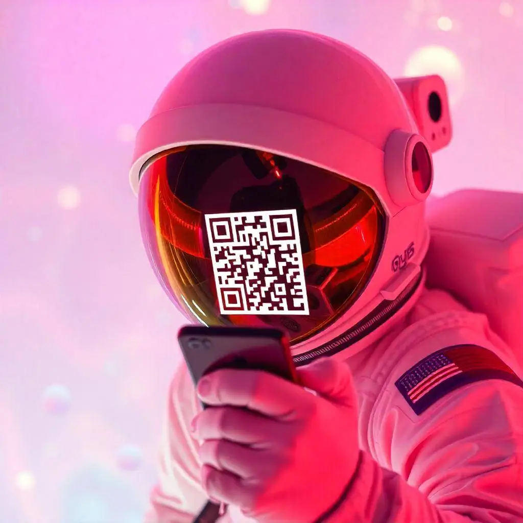 an astronaut scanning a qr code