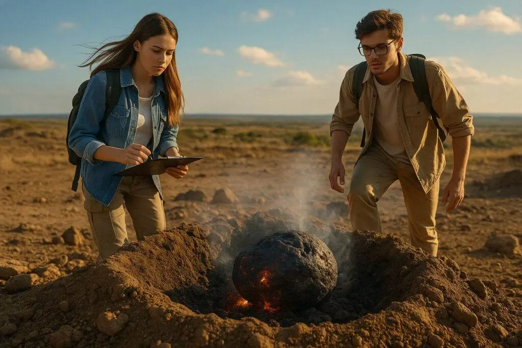 scientists at site of meteorite